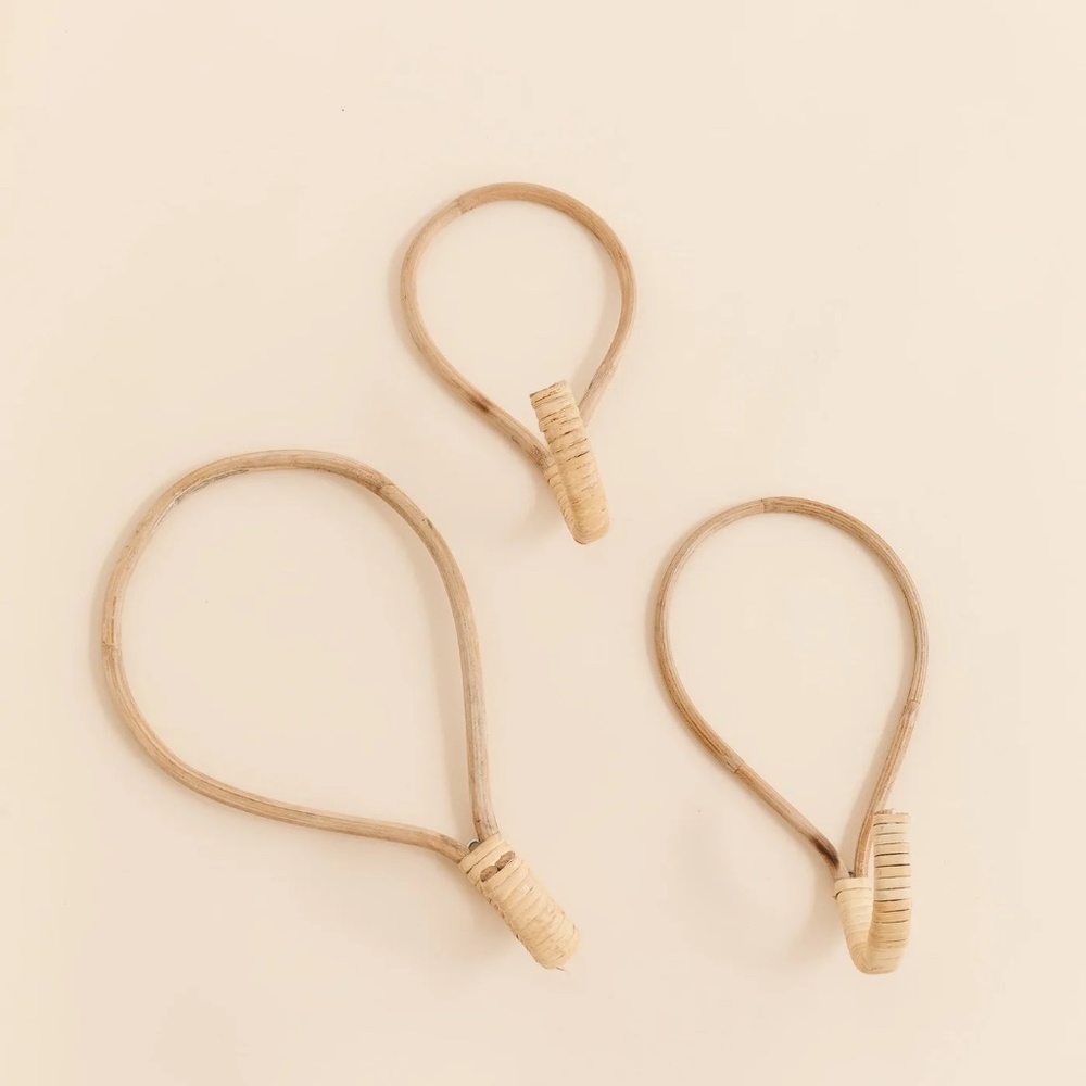 Lone Fox Rattan Wall Hooks - set of 3